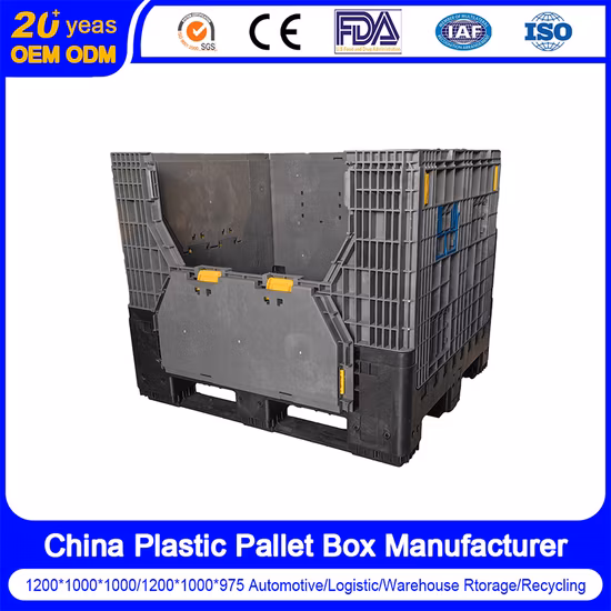 Heavy Duty Custom Large Industrial HDPE Stackable Warehouse Storage Foldable/Folding/Collapsible Plastic Pallet Bin/Container/Box for Auto Parts/Logistic